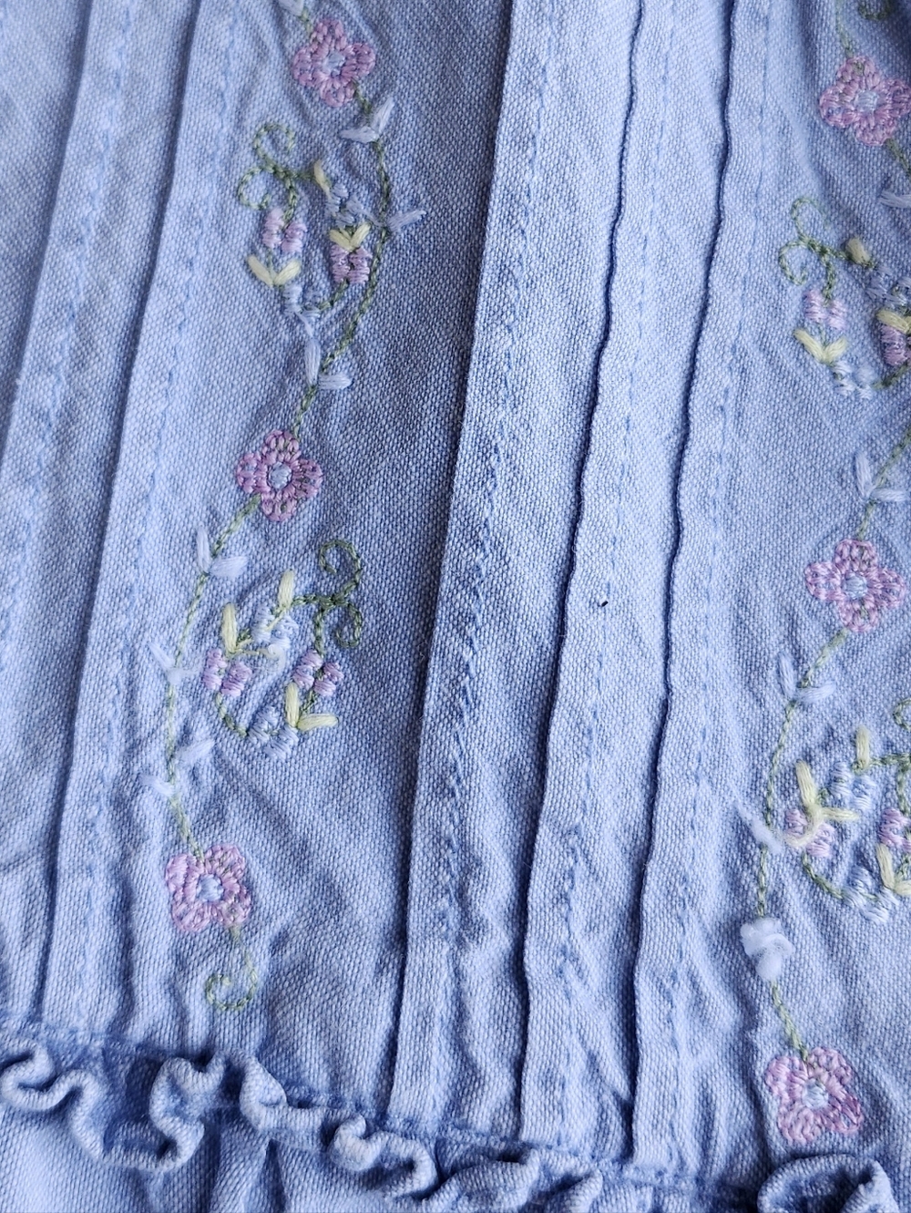Gilligan O'Malley Blue Cotton Embroidered Nightgown Dress L Cottage - Picture 4 of 6